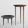 Modern Decorative Tables With Round Tops And Slender Black Gold Legs