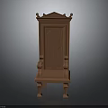 Classical Wooden Chair With Carved Design Decorative Armrests And Legs