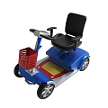 Blue Electric Mobility Scooter With Black Seat And Red Basket