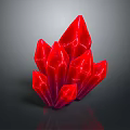 Vibrant Red Crystal Cluster With Polyhedral Glossy Facets On Dark Gray Background 3d model