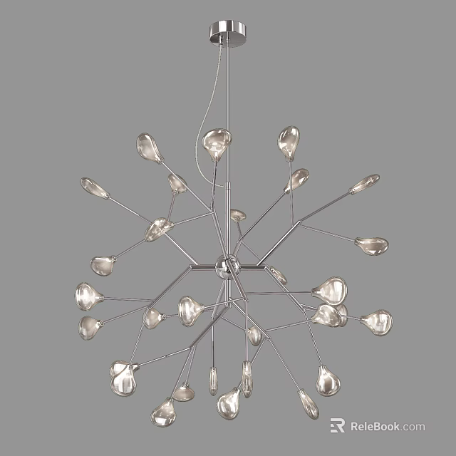 Modern Radiant Chandelier With Petal Shaped Bulbs And Metal Frame Design 3d model 