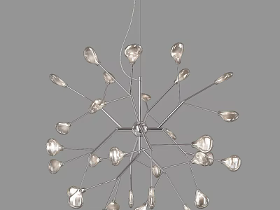 Modern Radiant Chandelier With Petal Shaped Bulbs And Metal Frame Design 3d model