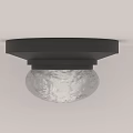 Black Base Modern Ceiling Light With Textured Glass Shade For Indoor Lighting