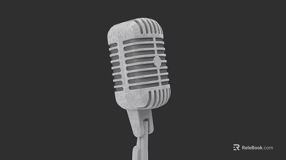 Vintage Microphone Instrument With Classic Design Retro Metal Body And Studio Use 3d model 