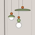 Modern Hanging Pendant Lights With Green Shades And Wooden Ball Accents