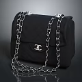 Stylish Black Handbag with Silver Chain Strap Double C Logo and Quilted Design