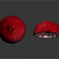 Red Whole And Half Pomegranate With Seeds On Dark Background Reflection 3d model