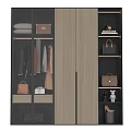 Modern Wardrobe Design With Glass Doors Hanging Rails Storage Shelves And Handbags