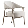 Modern Single Chair With Wooden Frame And Light Fabric Cushion Design