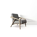 Modern Accent Chair With Wooden Frame Armrest And Comfortable Gray Cushion