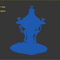 Golden Ornate Household Item With Curved Base Lid And Decorative Designs