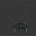Blue Mecha Robot Character With Mechanical Armor Dual Guns And Yellow Cables