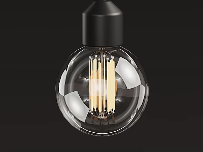Modern Transparent Glass Light Bulb With Black Base And Filament Design 3d model