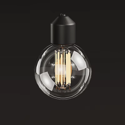 Modern Transparent Glass Light Bulb With Black Base And Filament Design 3d model
