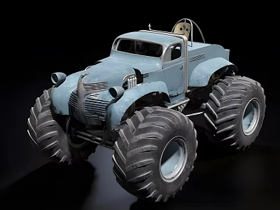 Vintage Style Functional Vehicle With Oversized Tires 3d model