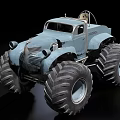 Vintage Style Functional Vehicle With Oversized Tires 3d model