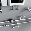 Home Plumbing Pipes With Water Heaters Faucets Valves Sinks Switches Sockets Accessories
