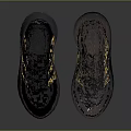 Black and Yellow Striped Athletic Sneakers With Modern Sporty Design And Gray Sole