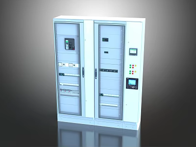 Industrial Control Cabinet With Double Doors Digital Displays Control Panels And Indicator Lights 3d model