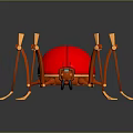 Game Movie Character Red Mechanical Spider With Golden Legs And Blue Accents On Round Body