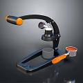 Manual Coffee Machine With Black And Orange Lever Handle Portafilter And Cup