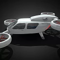 White Quadrotor Drone With Transparent Cockpit And Red Rotor Blades Design