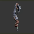 3D Modeled Hook Weapon Design With Blue Metal Pink Rope And Green Gem