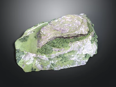 Realistic 3D Rocky Terrain Model With Green Vegetation And Natural Texture 3d model