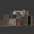 Industrial Abandoned Scenery Structure With Wooden Planks Metal Sheets And Fabric
