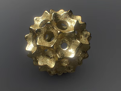 Golden Metallic Decorative Ornament With Textured Surface Hollow Geometric Design For Home Tabletop Decoration 3d model