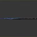 Fantasy Scythe With Blue Blade Red Purple Accents Curved Handle And Glossy Finish