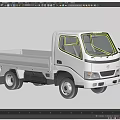 White Flatbed Commercial Truck With Light Duty Cargo Area And Front Cabin