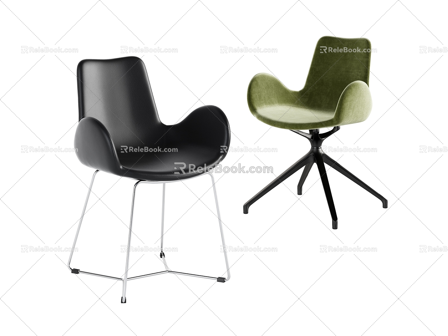 Simple and stylish atmospheric leather fabric dining chair combination model