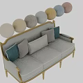 Elegant Classic Sectional Sofa with Gold Frame Accents and Light Blue Decorative Pillows