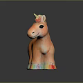 Orange Unicorn Doll With Colorful Mane Tail Golden Horn And Colorful Hooves On Black Background