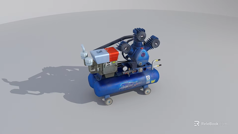 Industrial Air Compressor with Blue Tank Motor and Wheeled Design for Workshop Use 3d model 