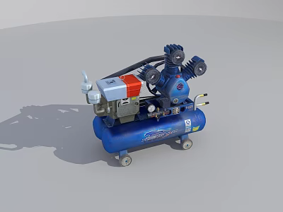 Industrial Air Compressor with Blue Tank Motor and Wheeled Design for Workshop Use 3d model
