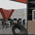 Modern Luxury Indoor Reception Lobby With Translucent Marble Partition And Stylish Cozy Lounge Furniture