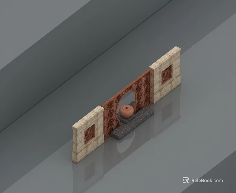 Swing Door Entrance Design With Brick And Stone Frame Structure 3d model