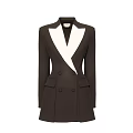 Stylish Black Double Breasted Blazer With White Lapel And Classic Design