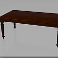 Sturdy Red Wooden Dining Table With Long Surface And Elegant Carved Legs