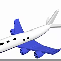 Toy Airplane Model With White Body Blue Wings And Blue Engines