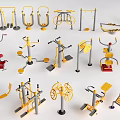 Public Outdoor Fitness Equipment Collection With Various Exercise Machines For Community Workout