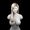 Woman with Long Blonde Hair 3D Model Upper Body on Black Background 3d model