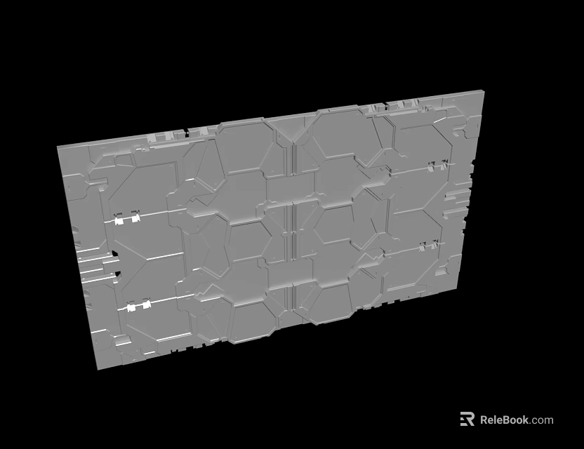 Gray Rectangular Plate With Complex Geometric Patterns And Lines For Mechanical Or Architectural Component 3d model
