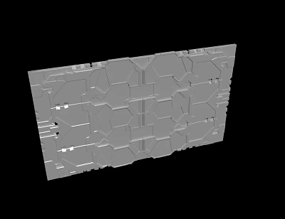 Gray Rectangular Plate With Complex Geometric Patterns And Lines For Mechanical Or Architectural Component 3d model