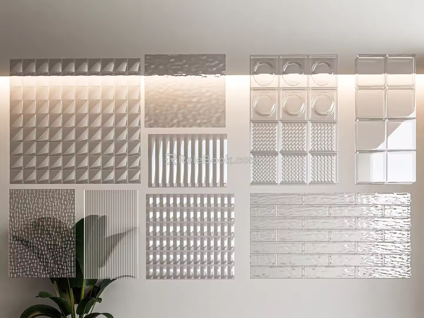 Modern Partition Glass Partition Glass Brick Partition Screen Changhong Glass Partition Water Ripple Glass Partition Crystal Glass Art Partition 3d model