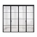 Modern Sleek Hinged Doors With Black Frames And Clear Glass Panels