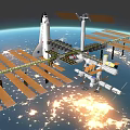 International Space Station With Space Shuttle Orbiting Earth Featuring Solar Panels And Modules 3d model
