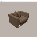 Gray Single Seater Sofa with Two Soft Cushions Striped Armrests and White Legs Design